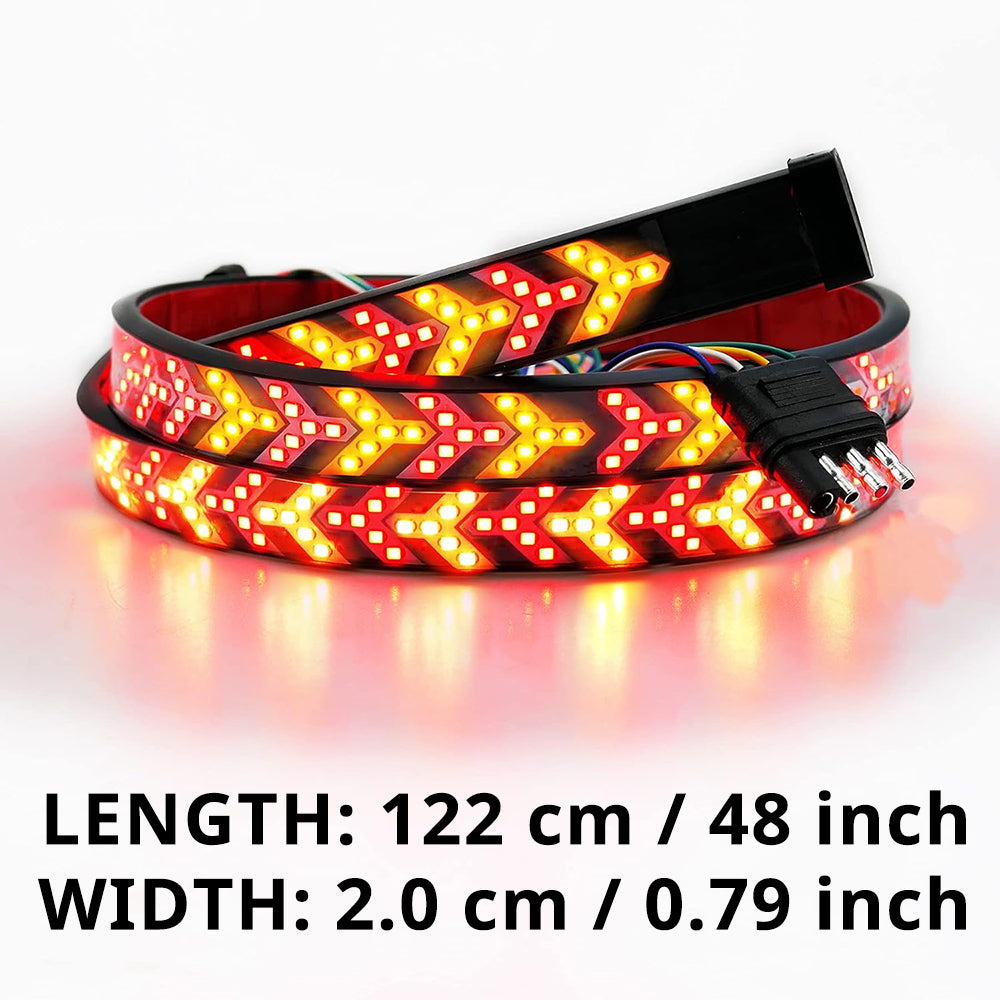 48 inch Fishbone Tailgate Light Bar, LED Light Strip Brake Running Sequential Rear Turn Signal Strip Strobe Lamp with 4-Pin Flat Connector for Truck Pickup Trailer SUV RV Van Jeep Car, Car Essential Product Goodies Summer Sales Men Gift