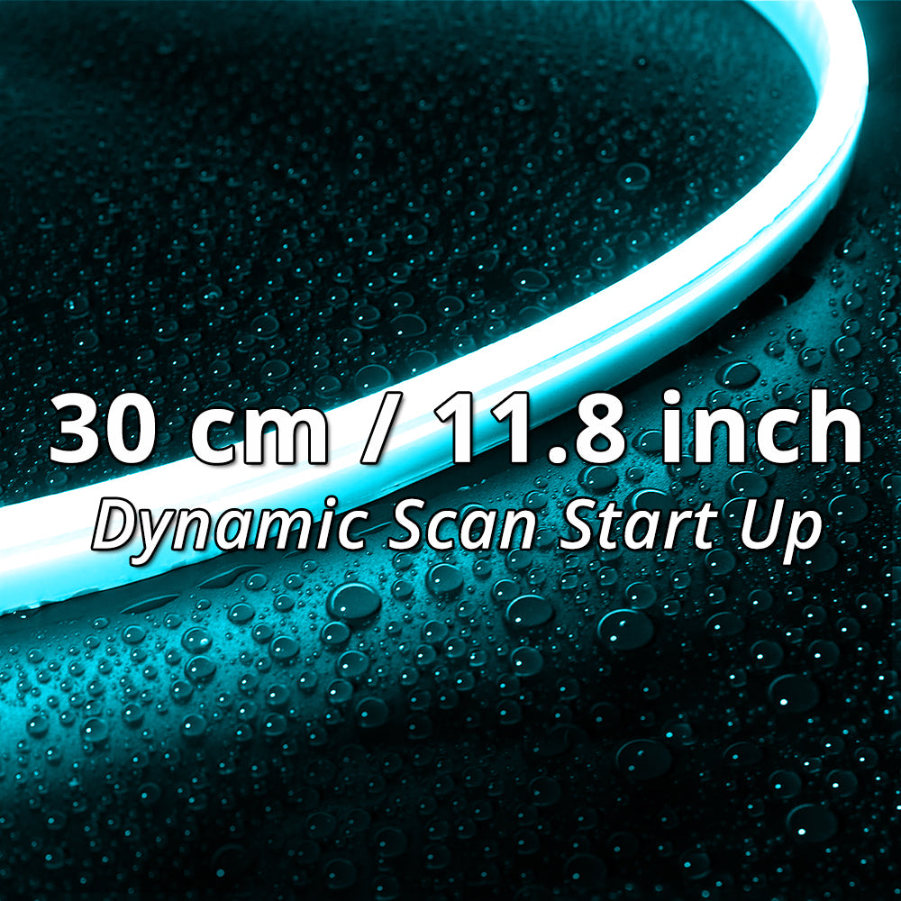11.8-inch ice blue headlight LED strip variant with dynamic scan startup for cool front-light styling.