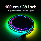 39-inch colorful LED hood strip variant for shorter 24V truck front-end decorative lighting layouts.