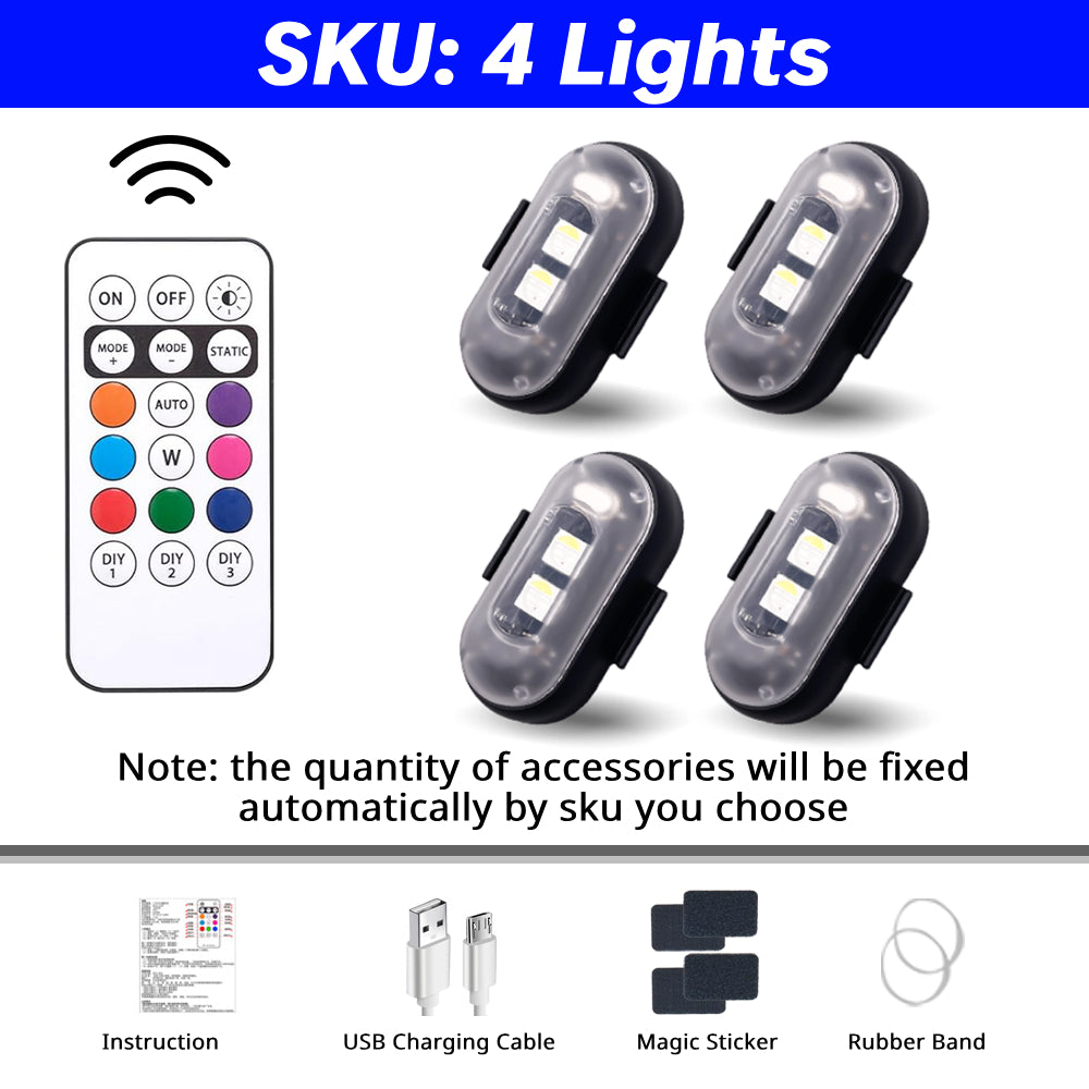 4-count RGB Christmas ambient light pack for adding color to multiple holiday decor spots or vehicle accents.