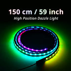 59-inch colorful LED hood strip variant for wider 24V truck front-end streamer glow.