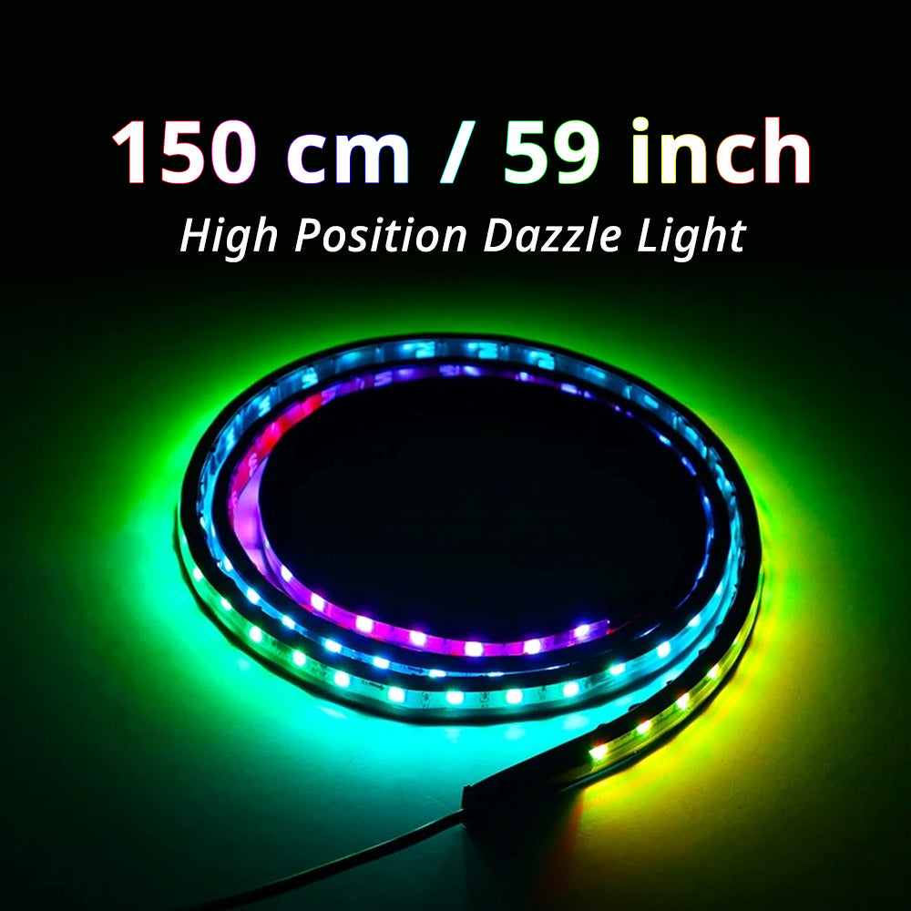 59-inch colorful LED hood strip variant for wider 24V truck front-end streamer glow.