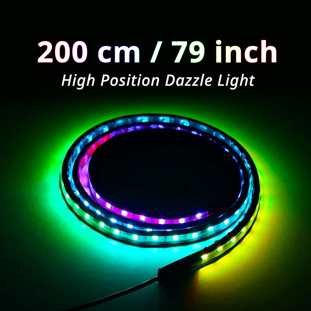 79-inch colorful LED hood strip variant for long 24V truck front-end decorative lighting setups.