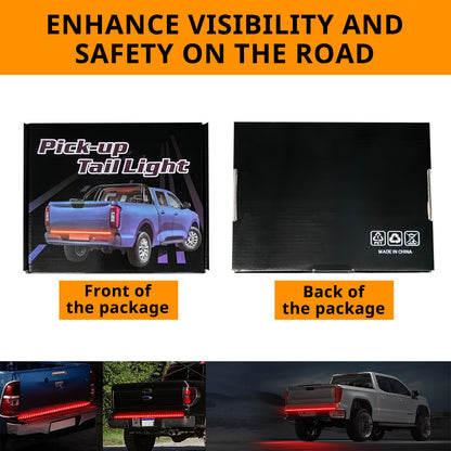 48 inch Fishbone Tailgate Light Bar, LED Light Strip Brake Running Sequential Rear Turn Signal Strip Strobe Lamp with 4-Pin Flat Connector for Truck Pickup Trailer SUV RV Van Jeep Car, Car Essential Product Goodies Summer Sales Men Gift