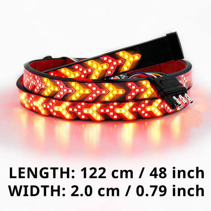 48 inch Fishbone Tailgate Light Bar, LED Light Strip Brake Running Sequential Rear Turn Signal Strip Strobe Lamp with 4-Pin Flat Connector for Truck Pickup Trailer SUV RV Van Jeep Car, Car Essential Product Goodies Summer Sales Men Gift