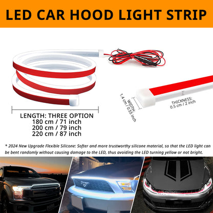 Flexible light strip, GMJ-1, Dynamic Car Hood LED Light Strip, Scanning Start, 71/79/87 Inches, White, Ice Blue, Red