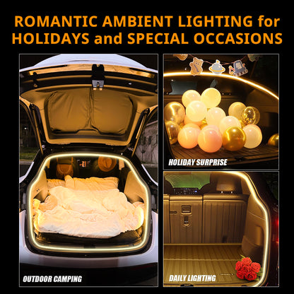 Rear Trunk LED Light Strip Universal Fit, Dynamic Start-up Lighting Flexible Ambient Custom Lights Bar Exterior Interior Decoration Cars Essential Product, Camping Gifts Idea for Men for Vehicle SUV BMW Tesla Model 3 Model Y Audi Toyota Honda Kia