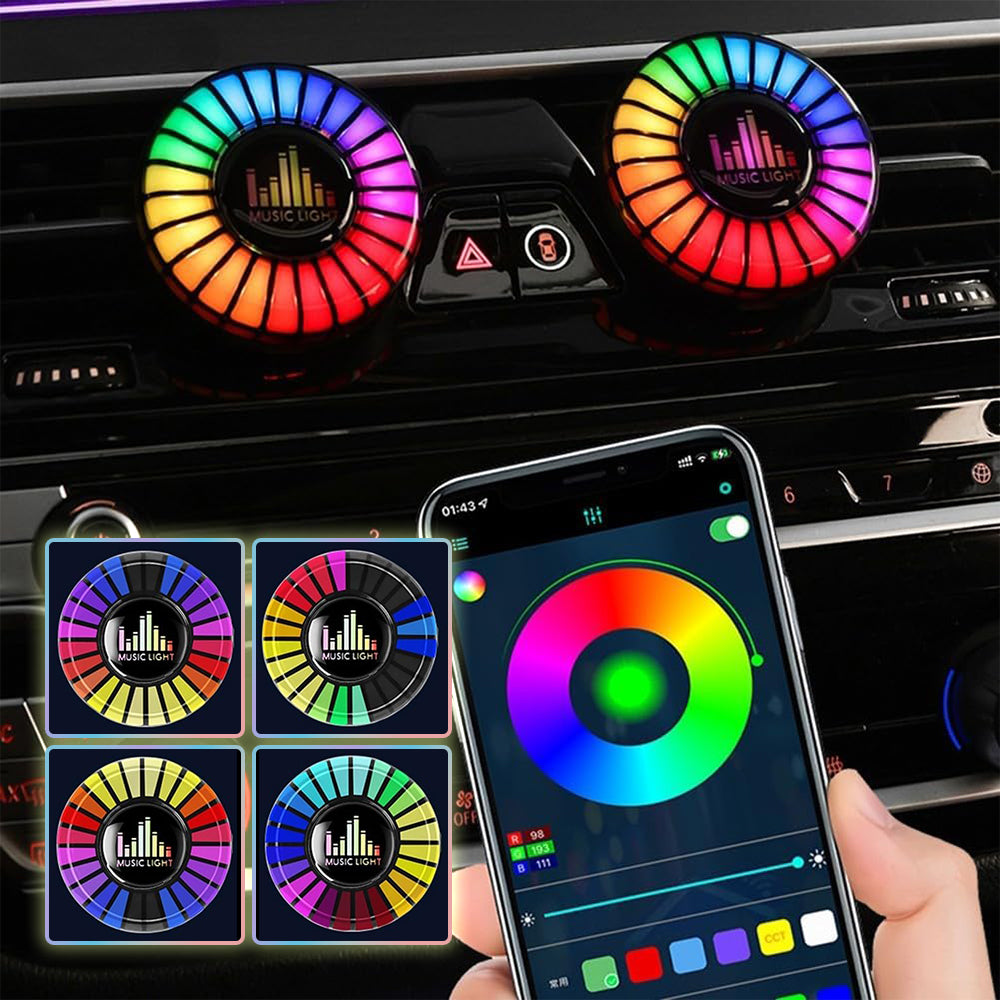 App-controlled RGB car air freshener with color wheel control for matching the cabin glow to your drive.