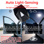 Auto-sensing car door projector turns on in low light when the door opens and turns off when the door closes.