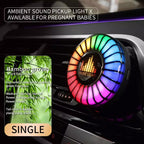 Bamboo scent car air freshener refill paired with RGB vent light for a fresh green cabin atmosphere.