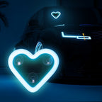 Blue solar heart LED window light creates a cool glowing heart accent for car windows and night displays.