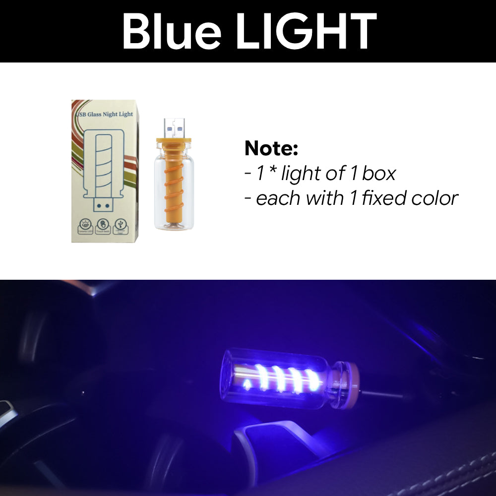 Blue USB LED ambient lamp gives your car console or desk a cool night glow without taking up much space.