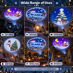 Christmas projector used in a car, bedroom, living room, kids room, holiday party area and RV interior.