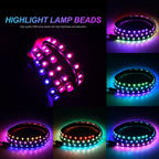 Colorful LED hood strip with 5050 SMD light beads for vivid front-end streamer lighting on 24V trucks.