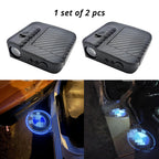 Wireless door projector light with BMW-style logo option for compatible car door welcome lighting.
