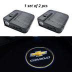 Wireless door projector light with Chevrolet-style logo option for compatible car door welcome lighting.