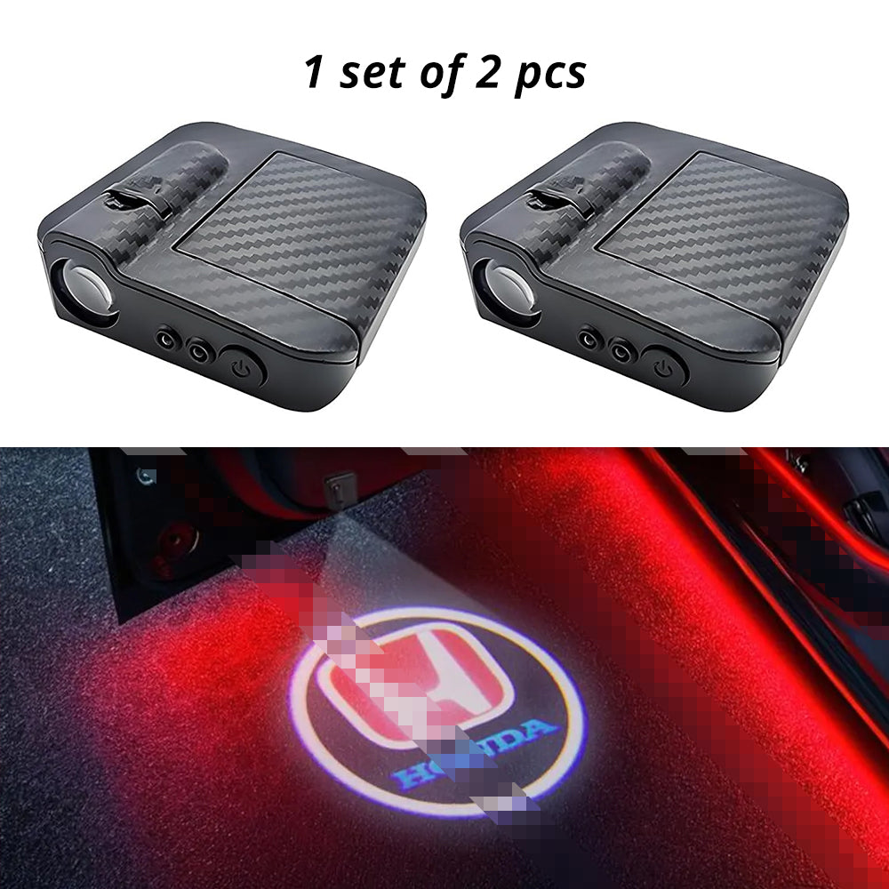 Wireless door projector light with Honda-style logo option for compatible car door welcome lighting.