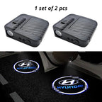 Wireless door projector light with Hyundai-style logo option for compatible car door welcome lighting.