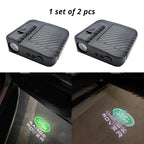 Wireless door projector light with Land Rover-style logo option for compatible car door welcome lighting.