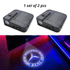 Wireless door projector light with Mercedes-Benz option 1-style logo option for compatible car door welcome lighting.