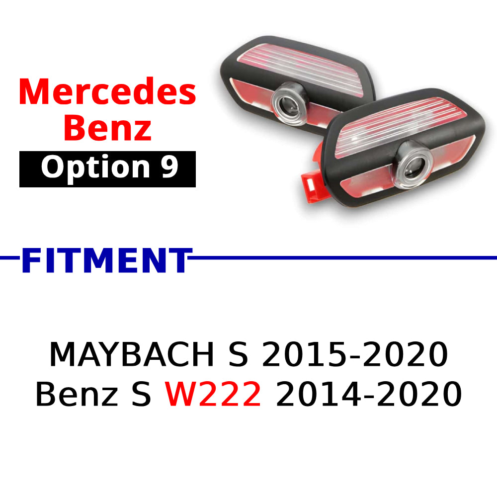 Compatible Mercedes-Benz puddle projector option 9 for selected Maybach S-Class and Benz S W222 models.
