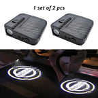 Wireless door projector light with Nissan-style logo option for compatible car door welcome lighting.