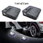 Wireless door projector light with Peugeot-style logo option for compatible car door welcome lighting.
