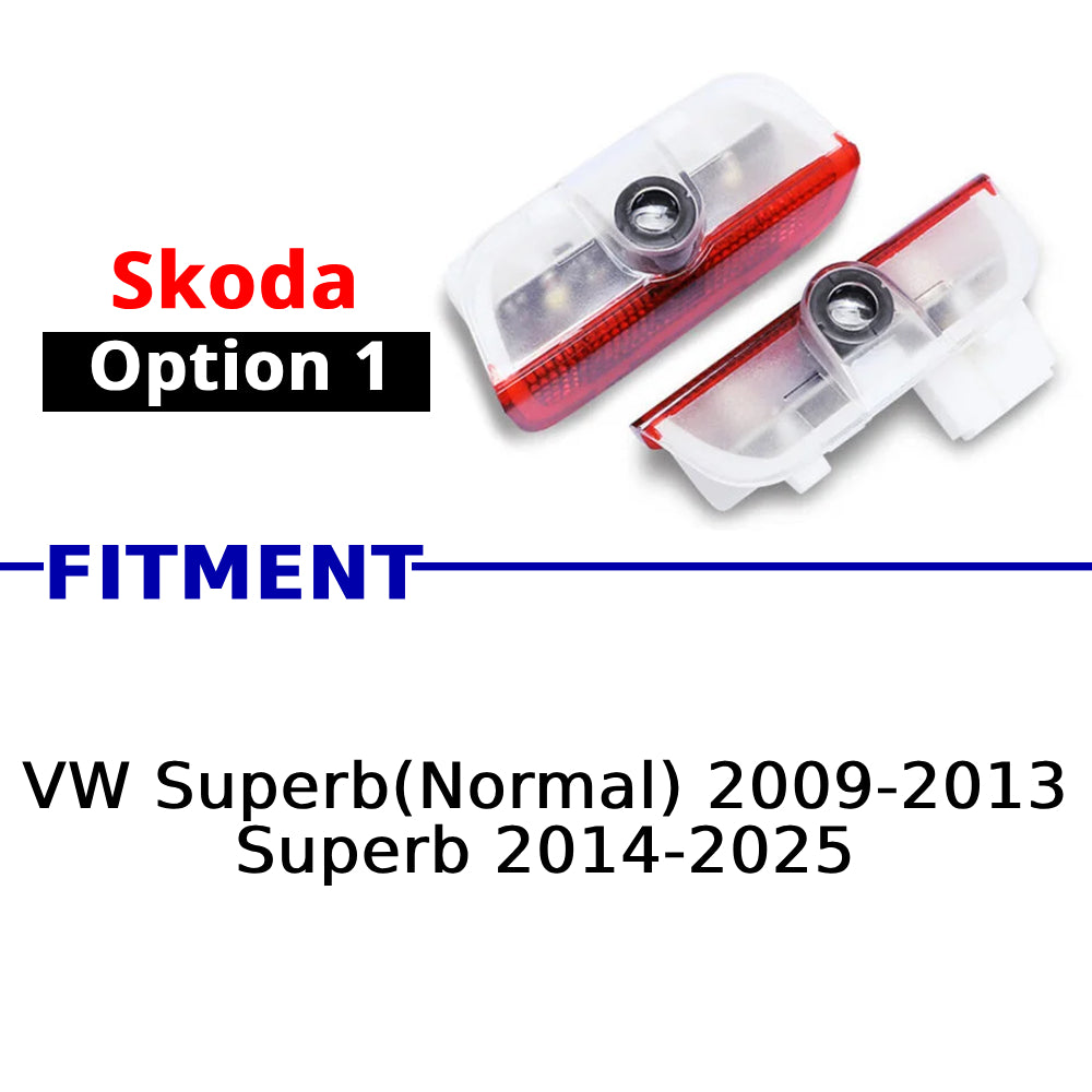 Compatible Skoda puddle projector option 1 for selected Superb models with listed door light fitment.