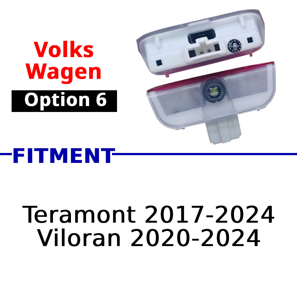 Compatible Volkswagen puddle projector option 6 for selected Teramont and Viloran models.