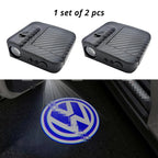 Wireless door projector light with Volkswagen-style logo option for compatible car door welcome lighting.