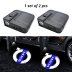 Wireless door projector light with Volvo-style logo option for compatible car door welcome lighting.