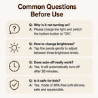 Cozy panda night light common questions covering power, brightness, timer, and silicone material