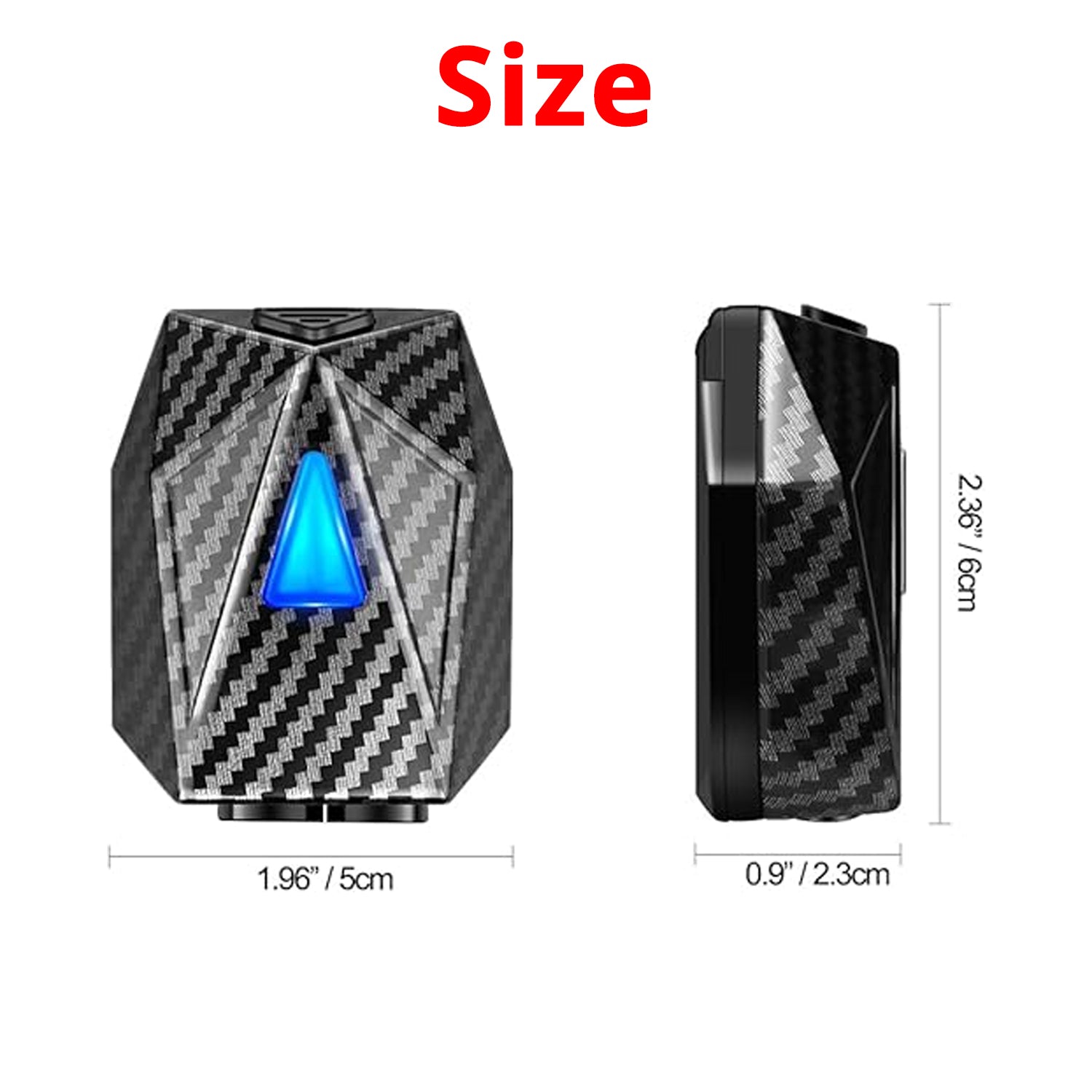 Custom car door projector size details with compact housing for checking door-panel mounting space before installation.