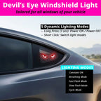 Devil Eyes windshield light adds dynamic red eye effects with long press, short click, and quick flash lighting modes.