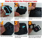 Door projector lens adjustment guide helps you open the lens assembly and fine-tune the projection frame when needed.