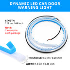 Dynamic car door warning light strip with 48-inch length, slim profile, and two-count package detail for fitment checks.