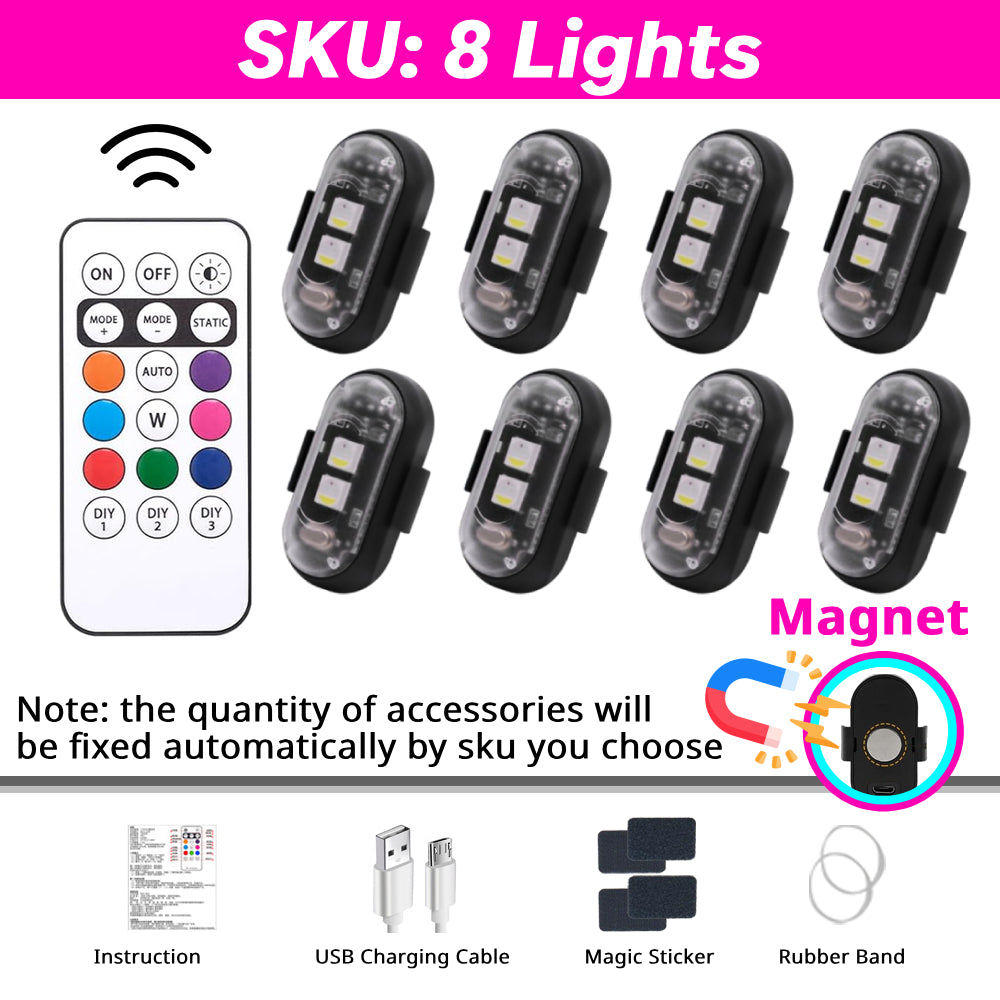 8-piece magnetic RGB light set with remote control for larger decorative ambient lighting setups.