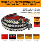 Fishbone tailgate light bar with 48-inch and 60-inch options plus red, amber, and reverse light signal functions.