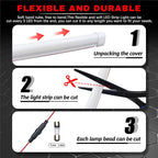 Flexible headlight LED strip can be shaped and cut at marked points for cleaner front-light installation paths.