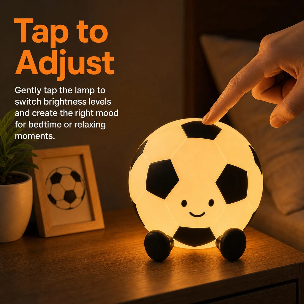 Tap to adjust football night light for bedtime and relaxing moments
