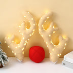 Gold lighted Christmas car antlers set with red Rudolph nose for a warmer festive vehicle decoration.