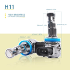 H11 LED headlight bulb upgrade set with compact connector body and bright white output for compatible headlight housings.