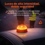 High-intensity V16 warning beacon adds 360-degree amber visibility for roadside emergencies and low-light conditions.