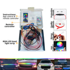 Hood LED strip package with controller, wiring, remote, and installation accessories for app-controlled front lighting.