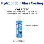 4.06 fl oz / 120 ml hydrophobic glass coating bottle for windshield, mirror, and exterior auto glass care.