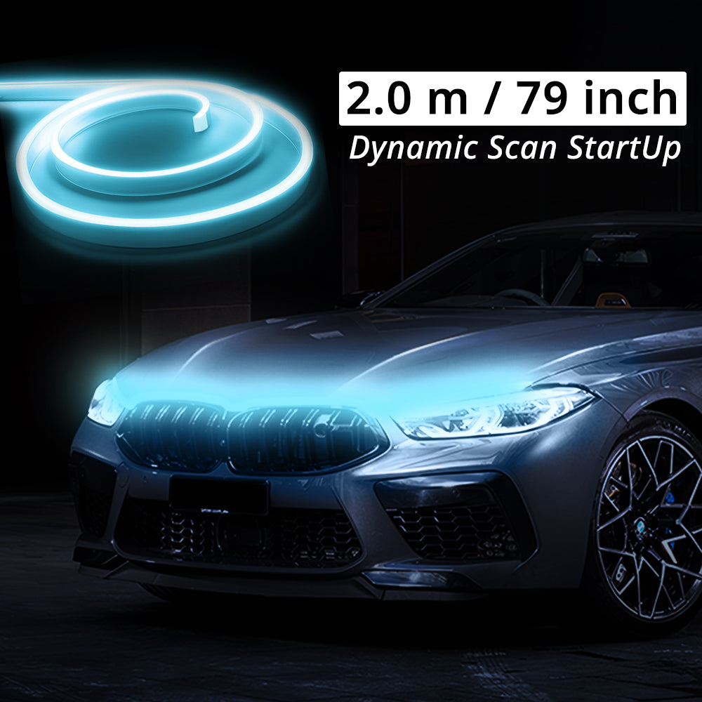 Ice blue truck hood LED strip in 79-inch length for a sharp modern front-end accent on trucks and SUVs.