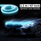 Ice blue truck hood LED strip in 87-inch length for wider front-end styling with a cool scanning glow.