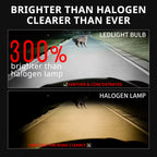 LED headlight bulbs replacing dim factory halogens with concentrated white light for a clearer nighttime road view.