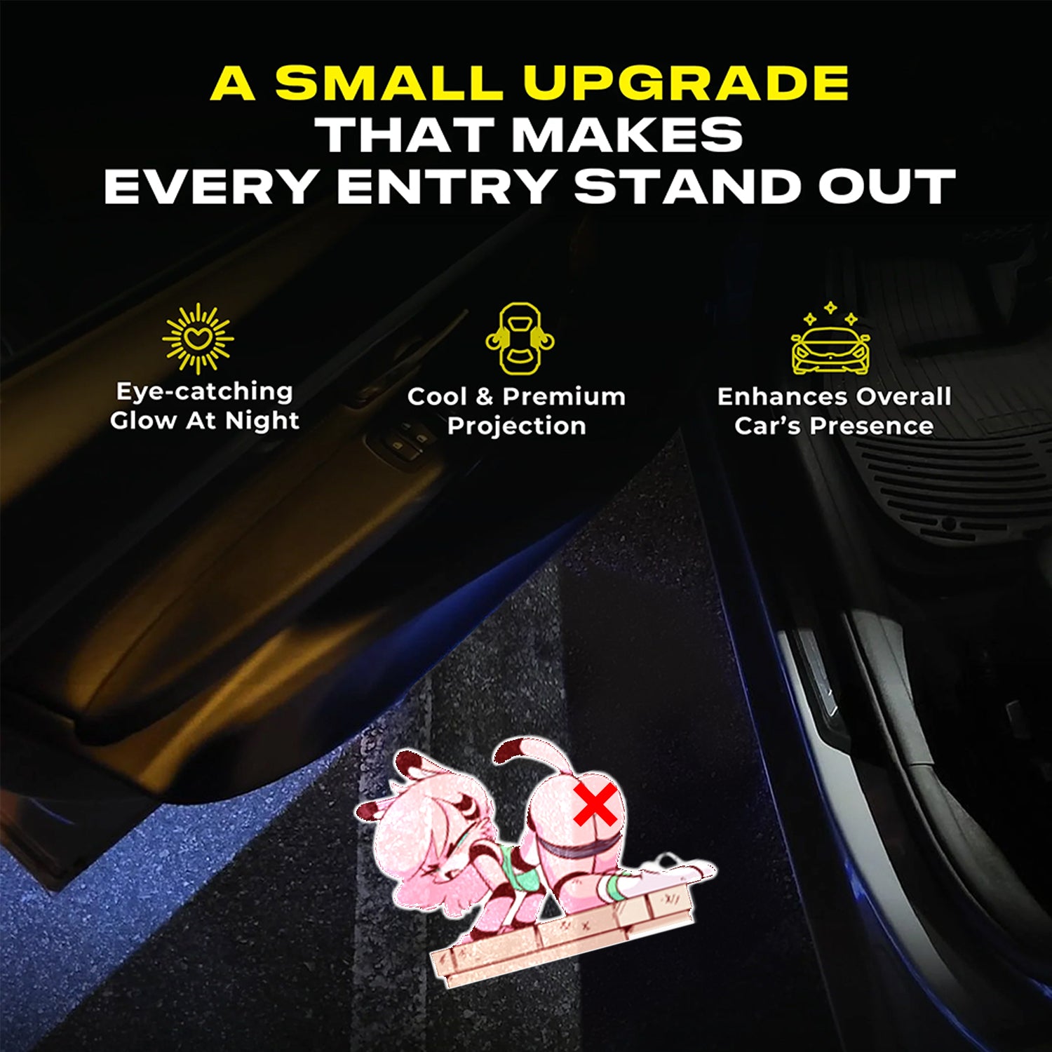 Rechargeable Car Door Projector Lights | Artwork by Diives