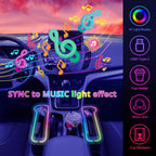 Music-sync LED seat gap organizer adds colorful cabin light effects around the center console and front seats.
